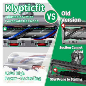 3D view highlighting 270-degree maneuverability of the Klypticfit cleaner head.
