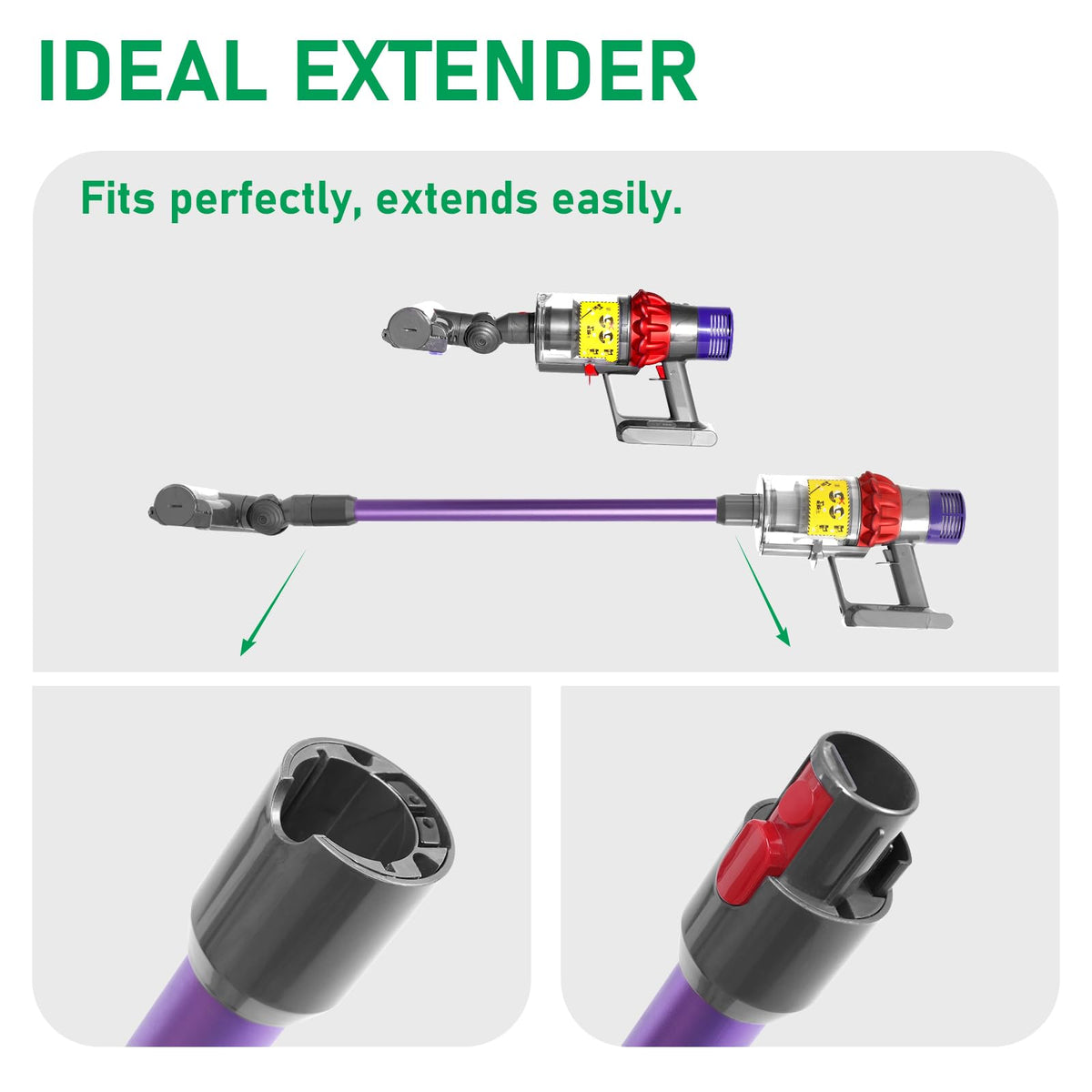 Klypticfit aluminum tubes and ABS connectors provide sturdy, stable cleaning.