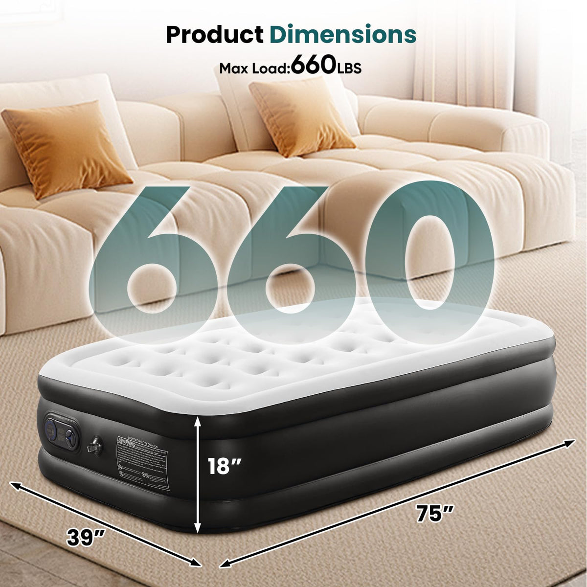 KMFurnila air mattress non-slip bottom provides stability on various floors