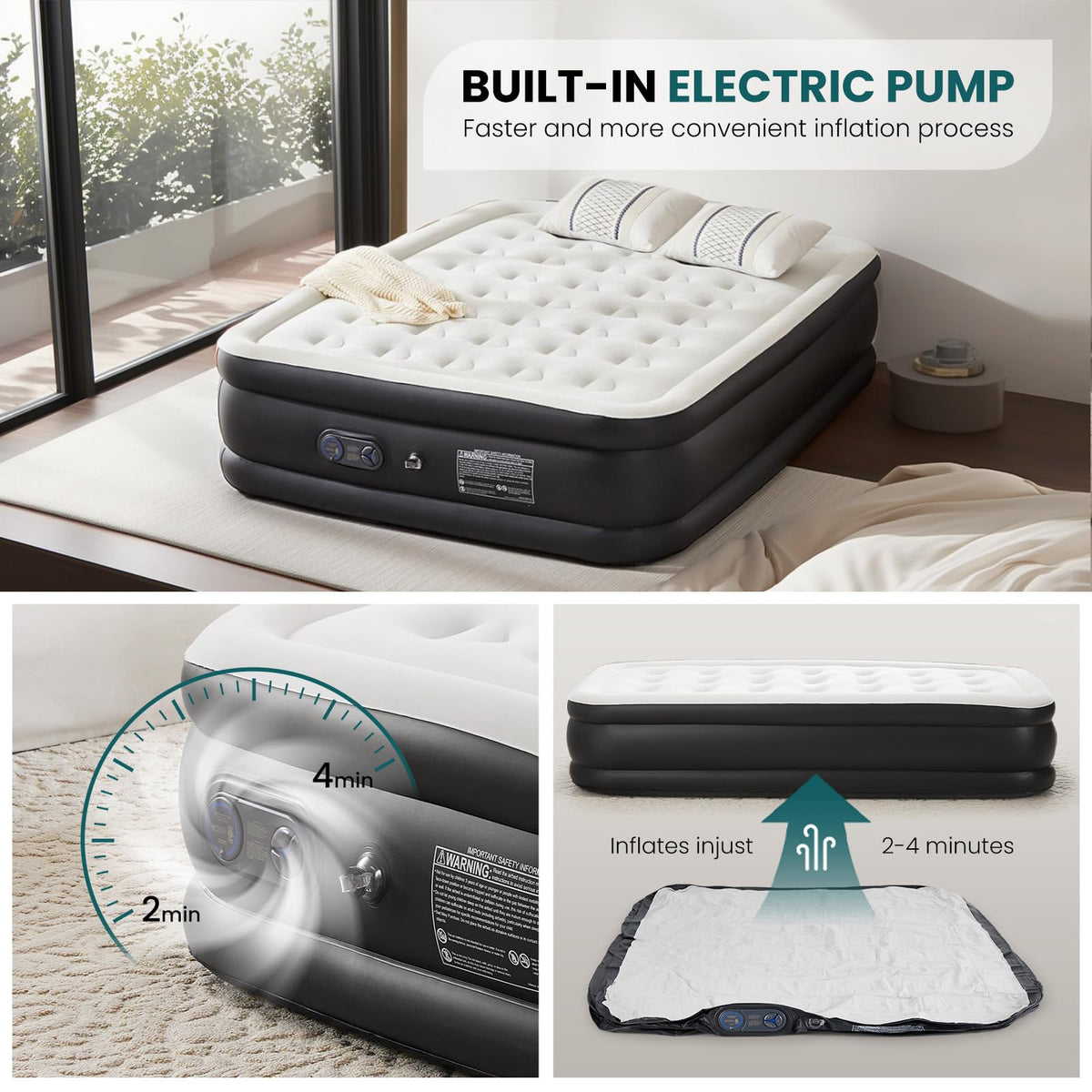 KMFurnila air mattress with non-slip bottom keeps beds stable on any floor.