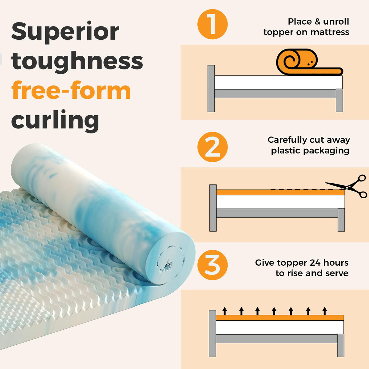 KMFurnila CertiPUR-US certification ensures safety and durable materials for peaceful sleep.