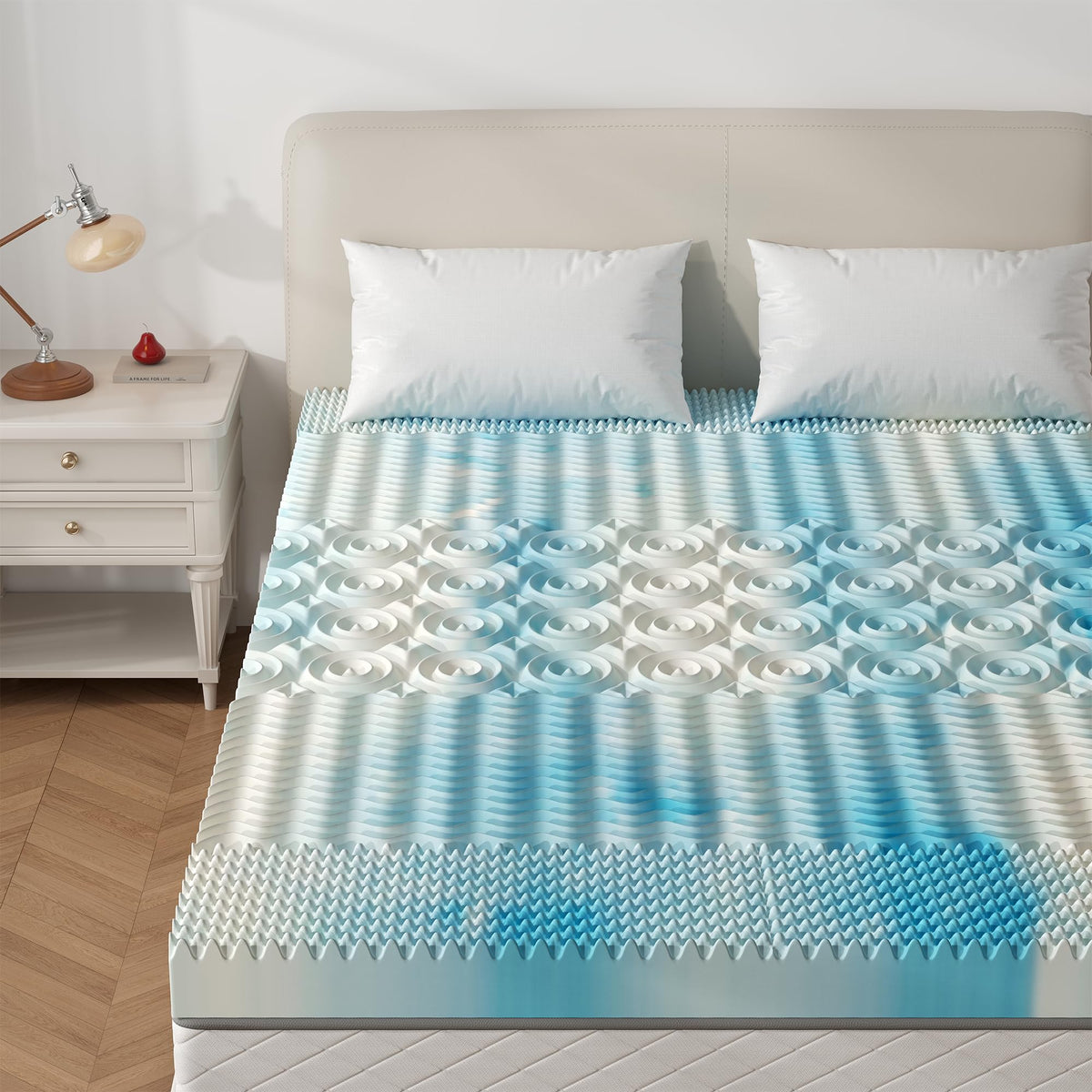 KMFurnila cooling gel topper with breathable foam for all-night comfort