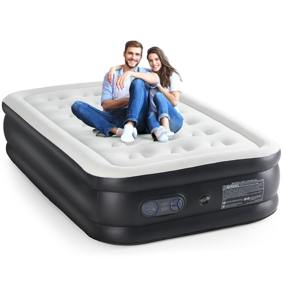 KMFurnila twin air mattress with built-in pump ready for quick setup