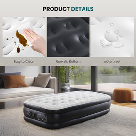 KMFurnila twin air mattress shows an 18-inch raised profile for elevated comfort