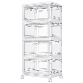 Kmiectse clear storage bins with four tiers ideal for versatile closet organization.