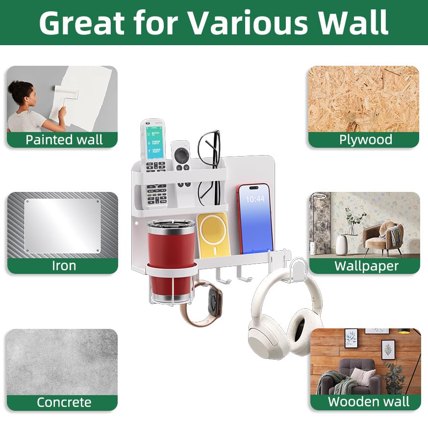 KMUZAWN key hook accessory on the shelf keeps essentials organized.