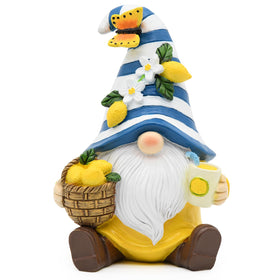 KnomeKo lemon decor gnome in blue and yellow, ideal for spring table styling.