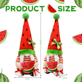 KnomeKo Red-White Stripe Watermelon Gnome brightens shelves and mantels