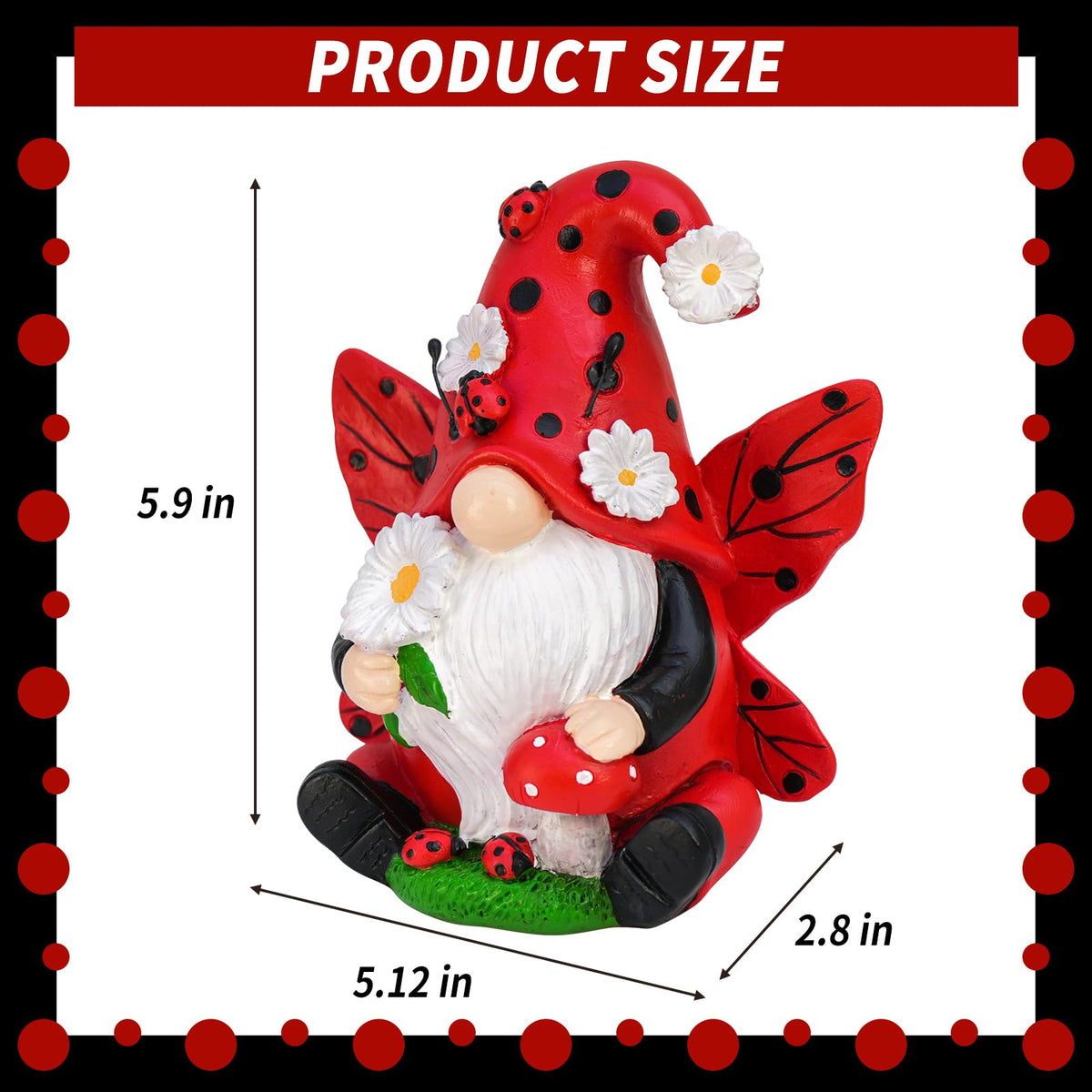 KnomeKo resin gnome showing a tiny mushroom detail for fairy garden vibes