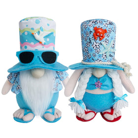 KnomeKo summer gnomes plush on beach with sunglasses for lively summer decor.