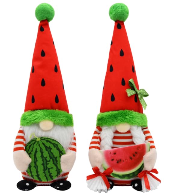 KnomeKo Watermelon Gnomes on a tiered tray add playful summer charm