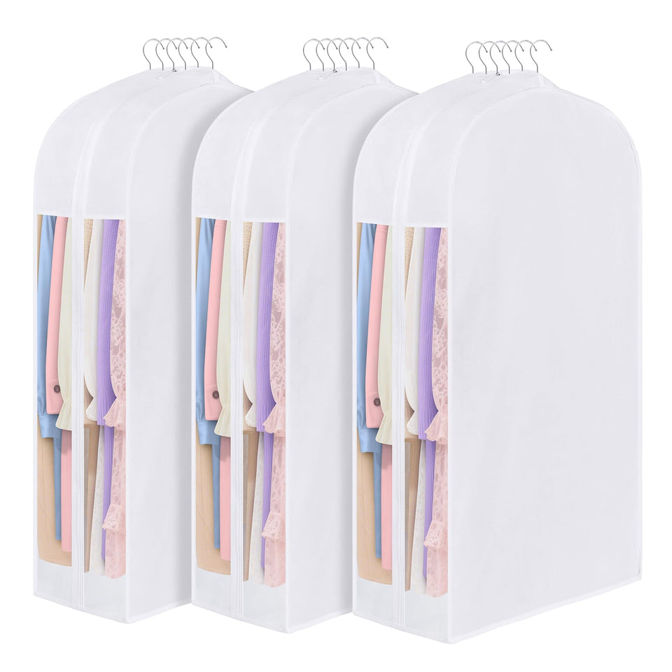 Kntiwiwo 43-inch cotton garment bag with window for quick outfit identification