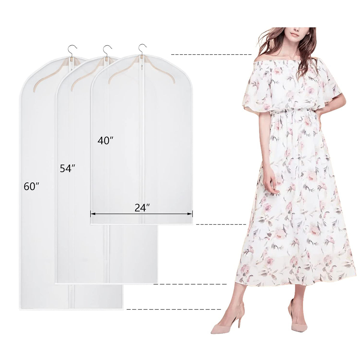 Kntiwiwo dust-proof clear garment bag with durable zipper protecting clothes