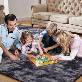 KNZE shag rug tie-dyed dark gray complements modern interiors