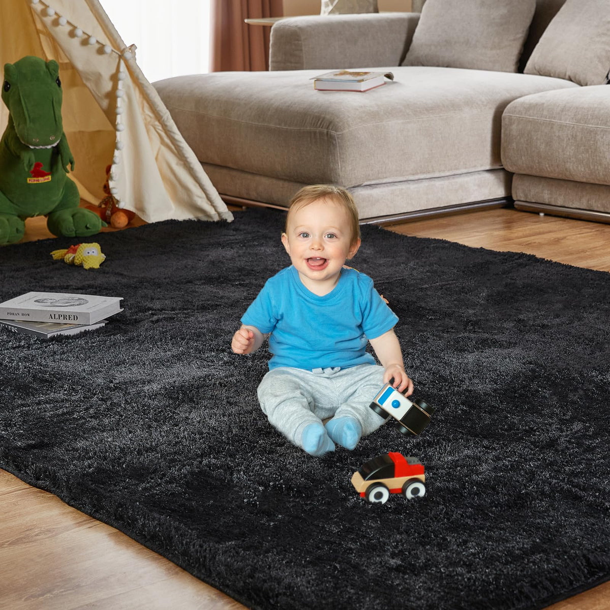 KNZE rug non slip dots underside improve floor grip for safety