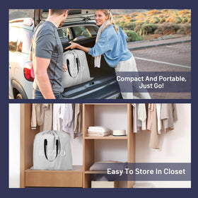 KNZZO queen air mattress is portable for camping and travel.