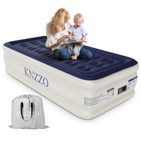 KNZZO twin air mattress with built-in pump for quick setup and guest rooms