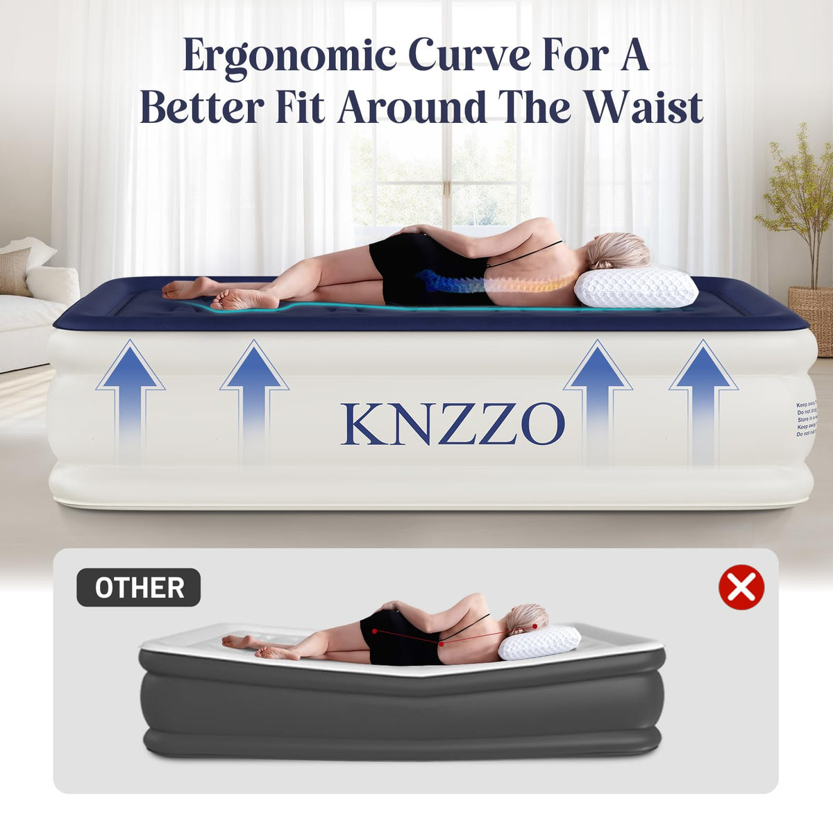 KNZZO storage bag keeps the twin air mattress organized