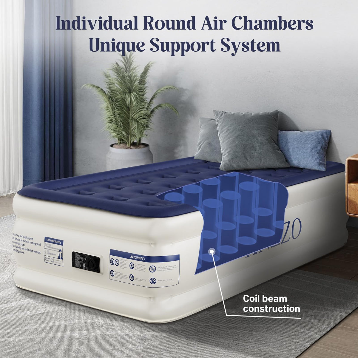 KNZZO twin air mattress with waterproof, anti-puncture design protection