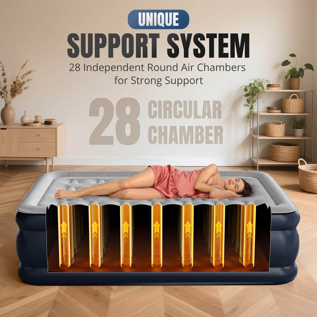 KNZZO 18-inch top height provides elevated, comfortable sleeping.