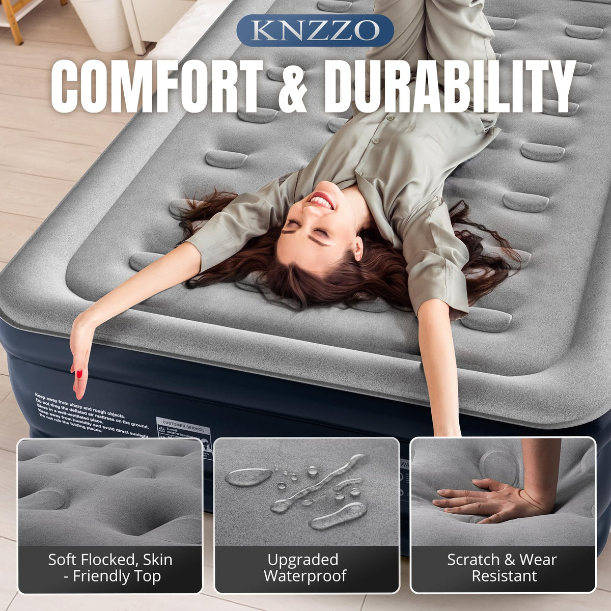 KNZZO independent support system adapts to body shape for comfort.