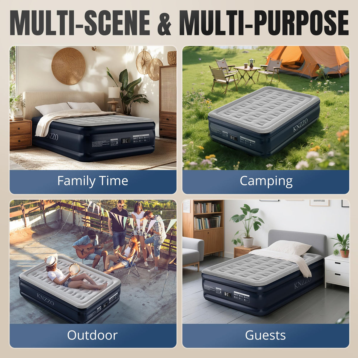 KNZZO outdoor camping use demonstrates portable, durable sleeping solution.