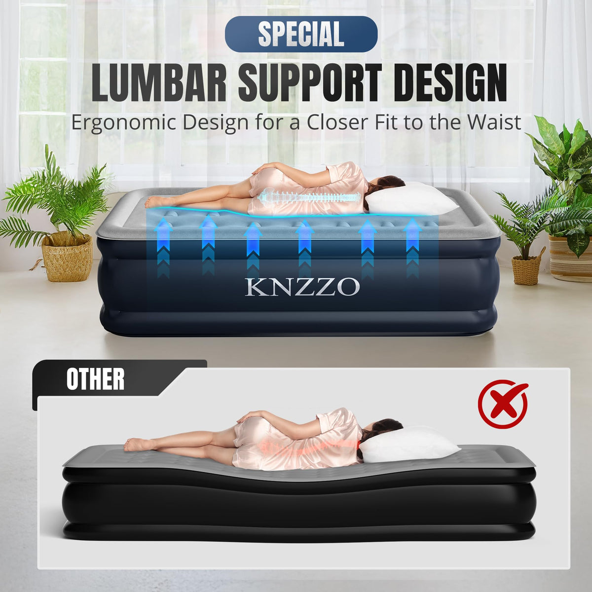 KNZZO twin air mattress guest-bedroom-use provides quick, comfortable sleeping.
