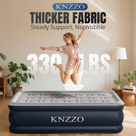 KNZZO twin air mattress three-minute-inflate ensures fast setup for camping.
