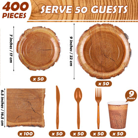 Kochorie wood grain slice disposable cups with 9-ounce capacity for easy gatherings