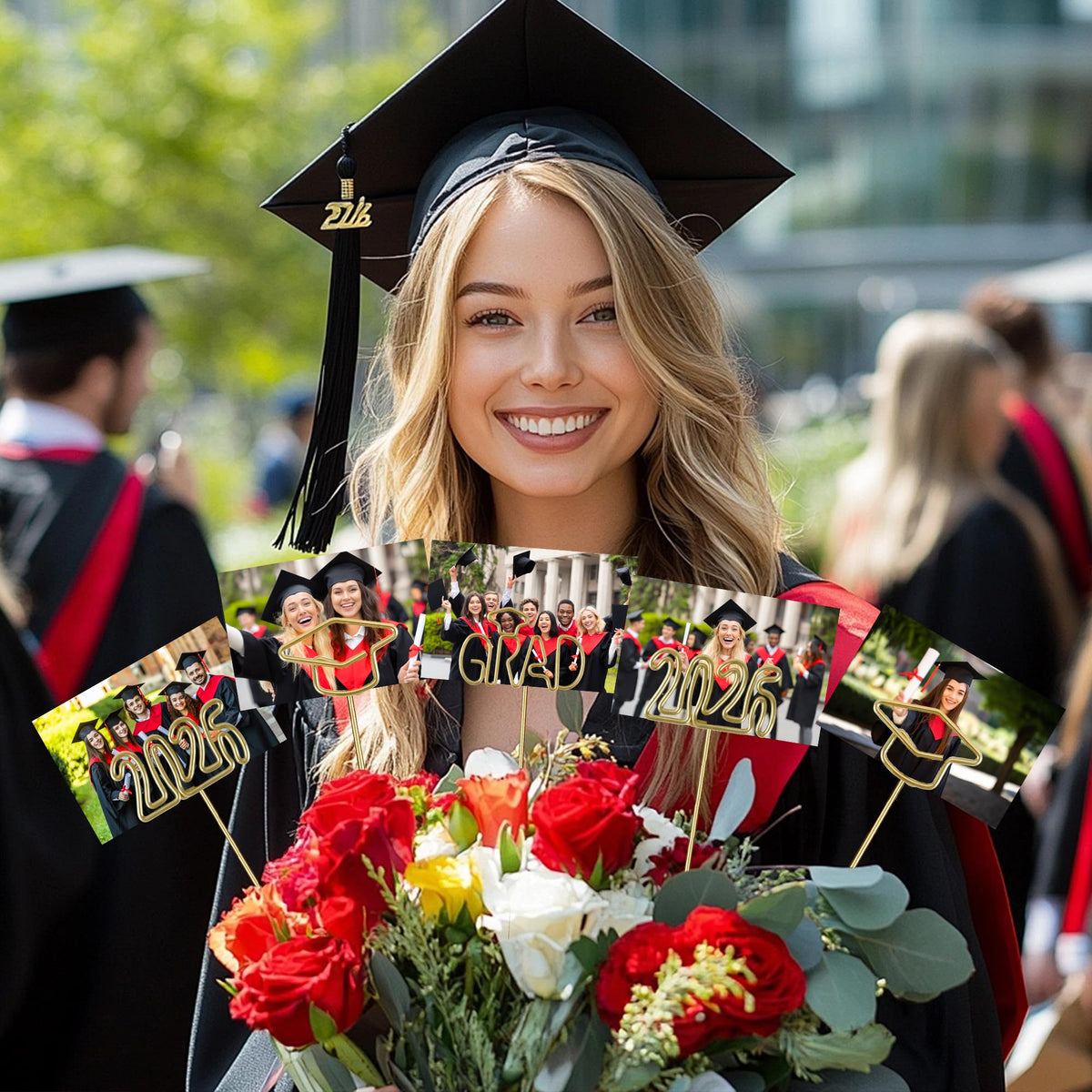 Kockuu gold photo display for graduation parties and keepsake moments.