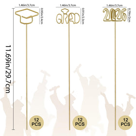 Kockuu graduation gold photo holder with grad word design for desk or centerpiece displays.