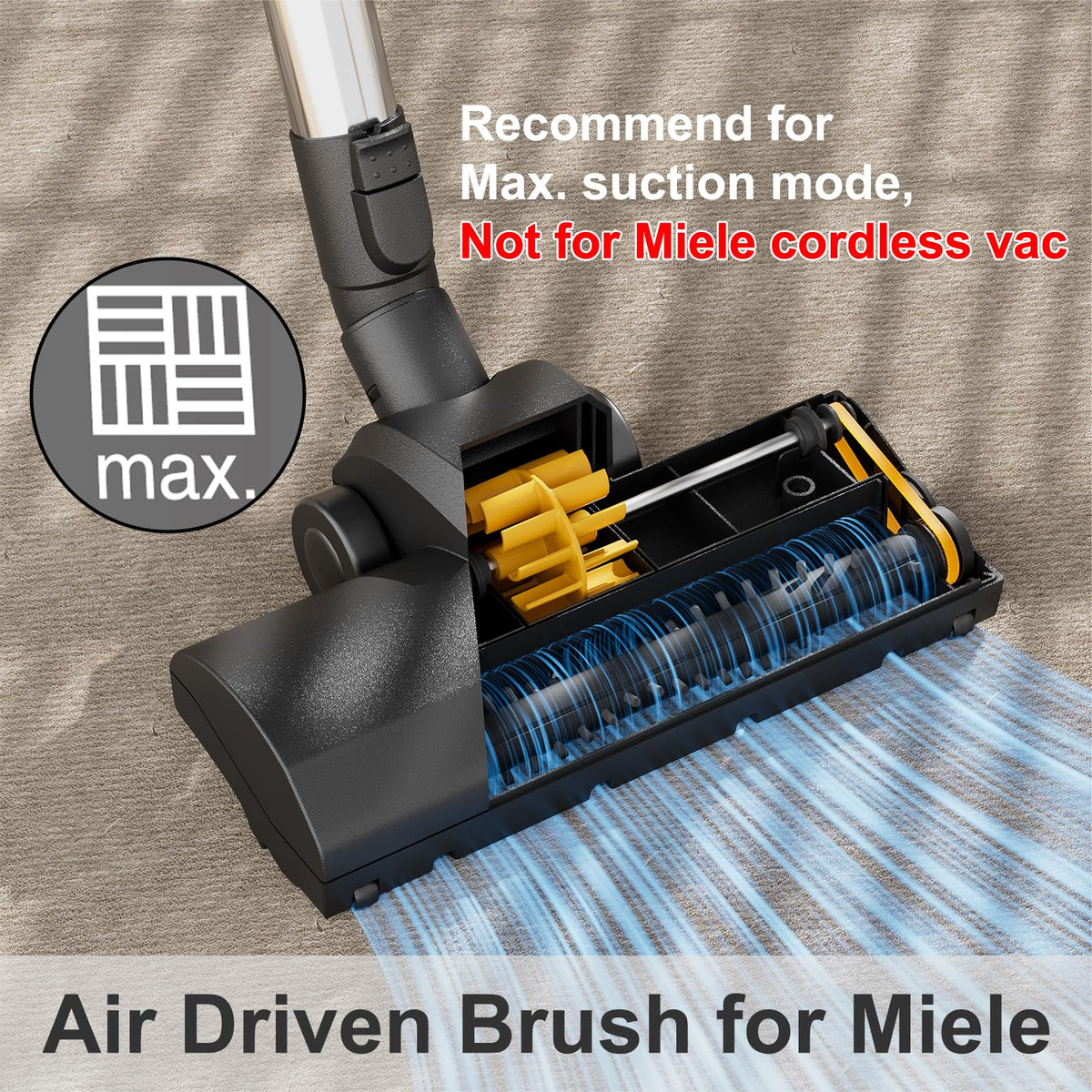 Kodahome air-driven turbo brush action powers quick dirt removal