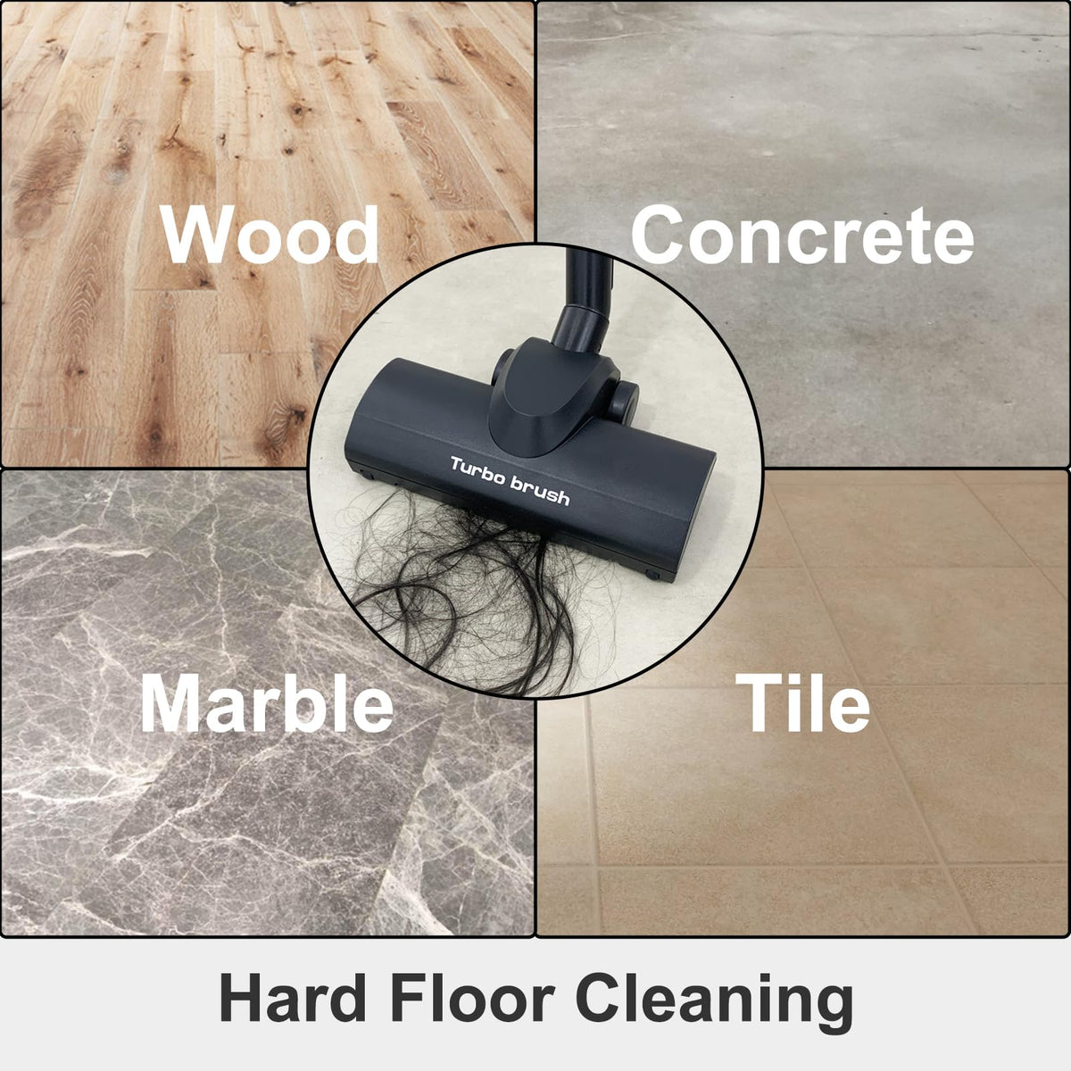 Kodahome Turbo Brush Head cleans area rugs and hard floors