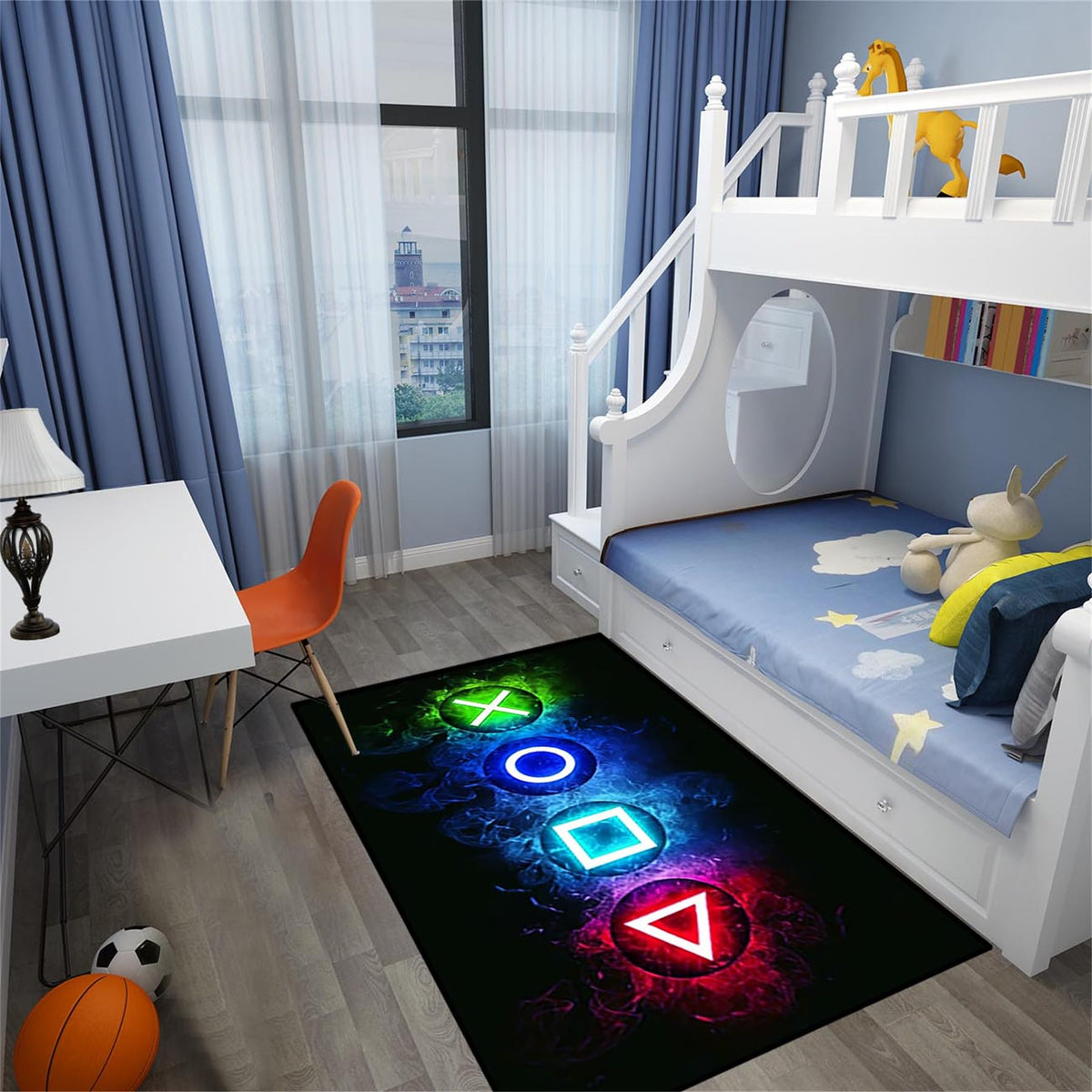 kodhyvj gamer rug featuring controller motif, bold room decor