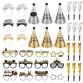 Koeilay birthday hats in black and gold for festive photos and celebrations.
