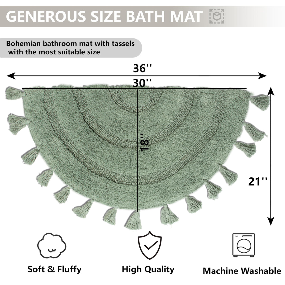 KOEXM half-circle rug is machine washable in cold water for easy care