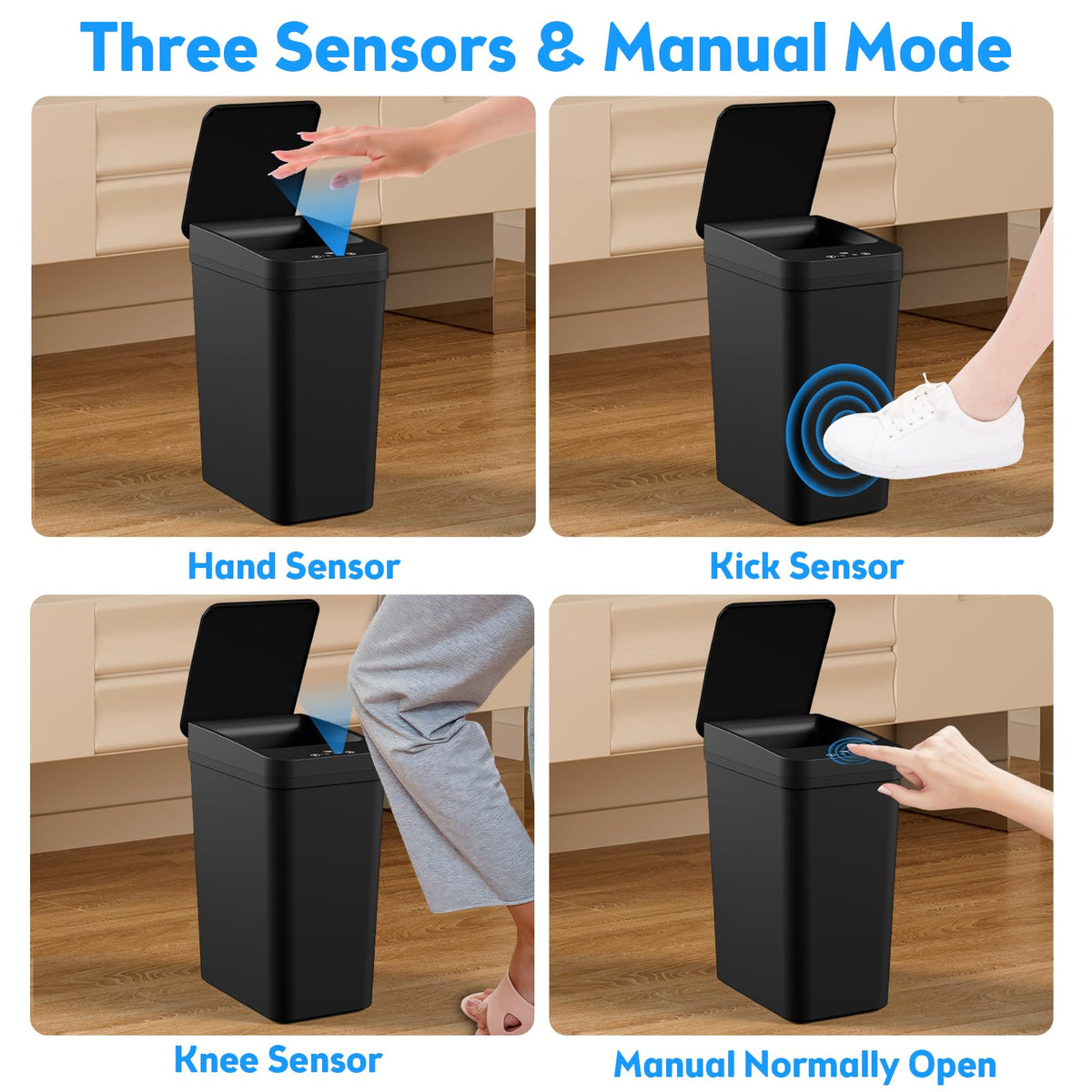KOEYLE slim black trash bin designed for tight spaces.