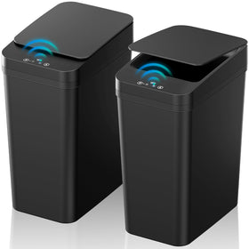 KOEYLE 2.2-gallon bathroom trash can with motion sensor for touchless disposal.