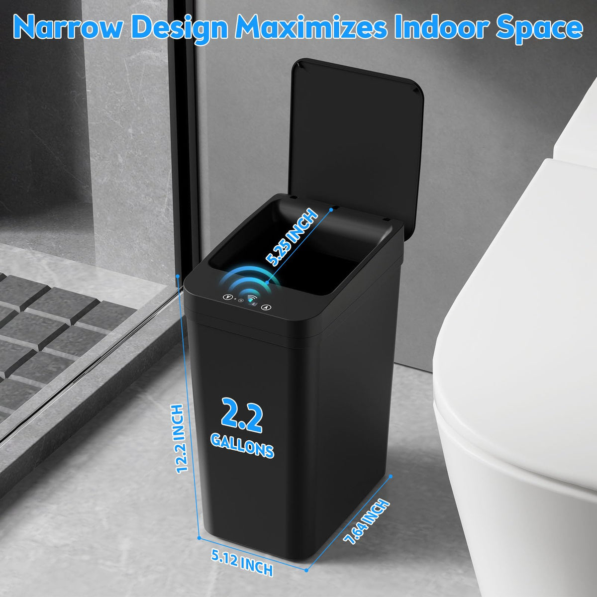 KOEYLE IPX5 waterproof trash bin suited for bathrooms.
