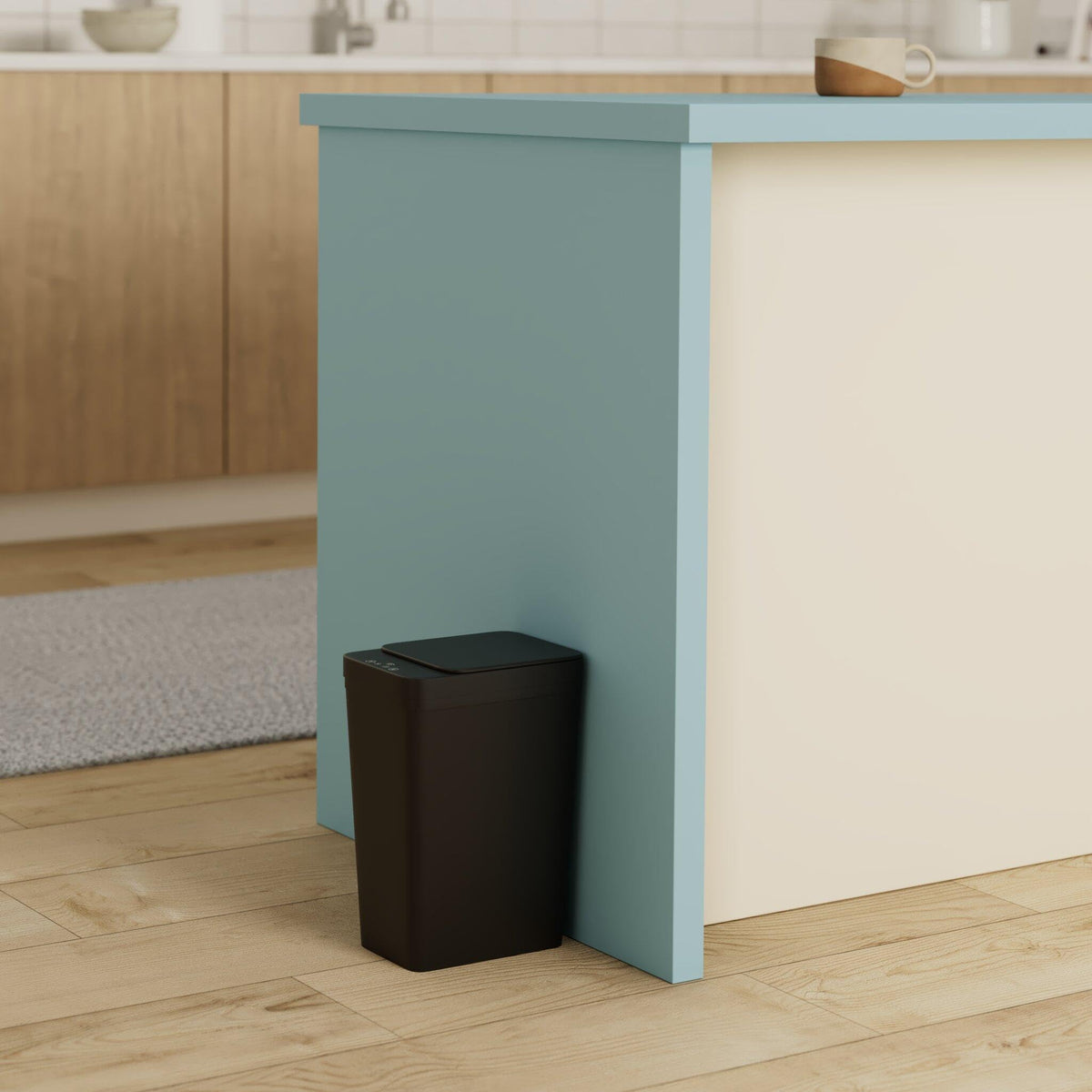 KOEYLE automatic lid trash can opens hands-free for quick disposal.