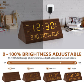 Kogonee wooden alarm clock DST button for quick time shift