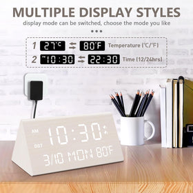 Kogonee wooden alarm clock with elegant wood grain design
