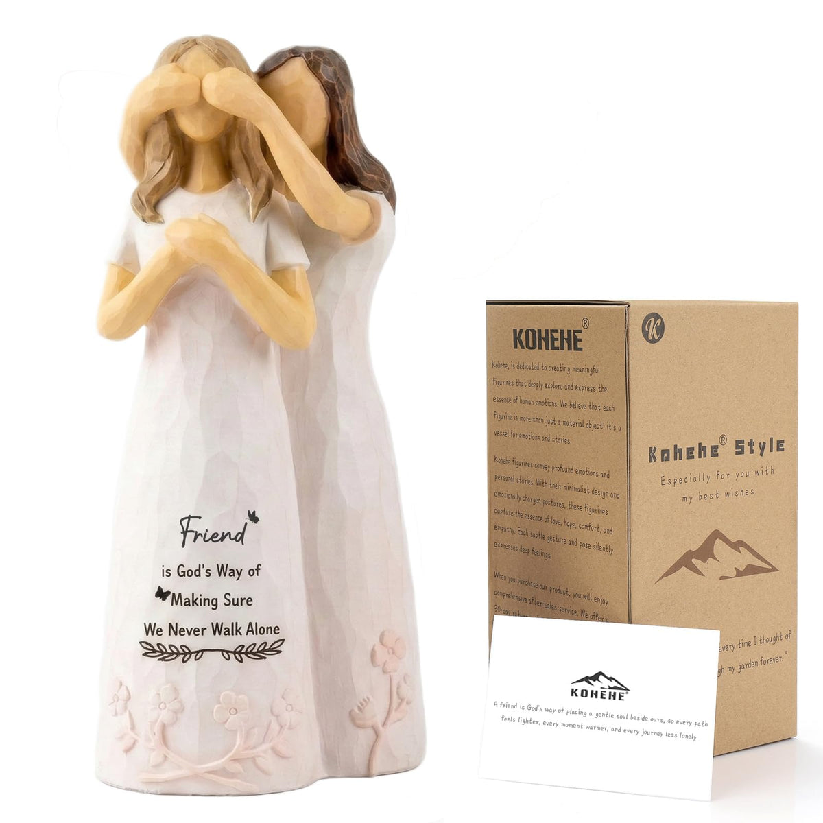 Kohehe friendship figurine with engraved message for daily connection.