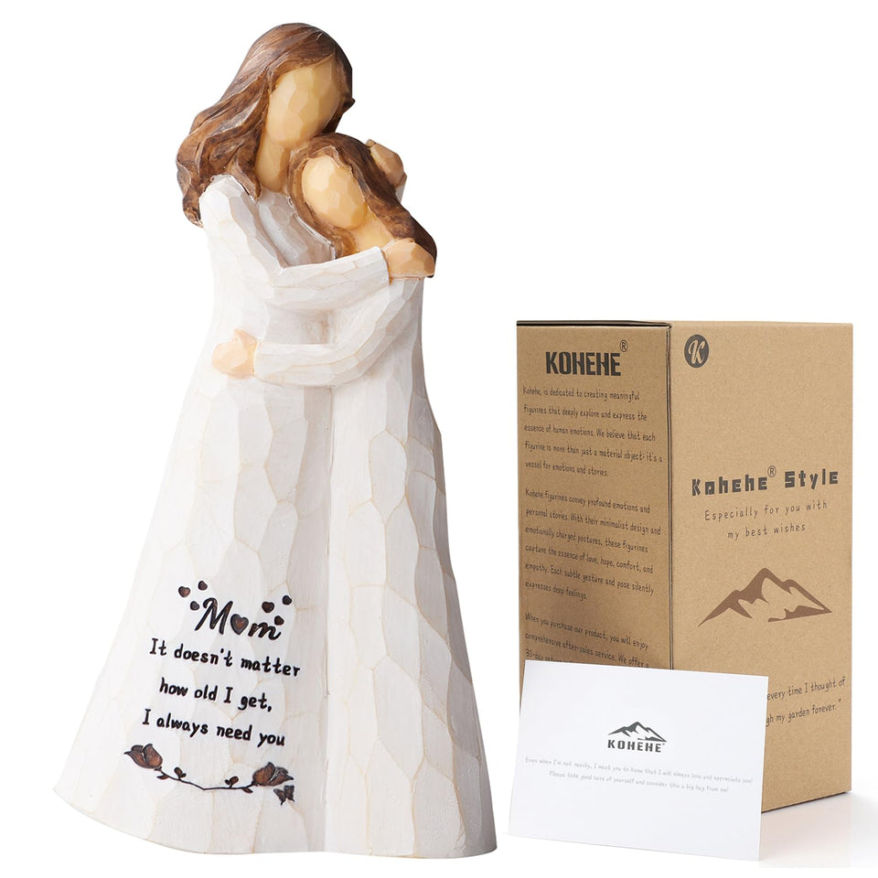 Kohehe mom-daughter embrace figurine for heartfelt gift and decor