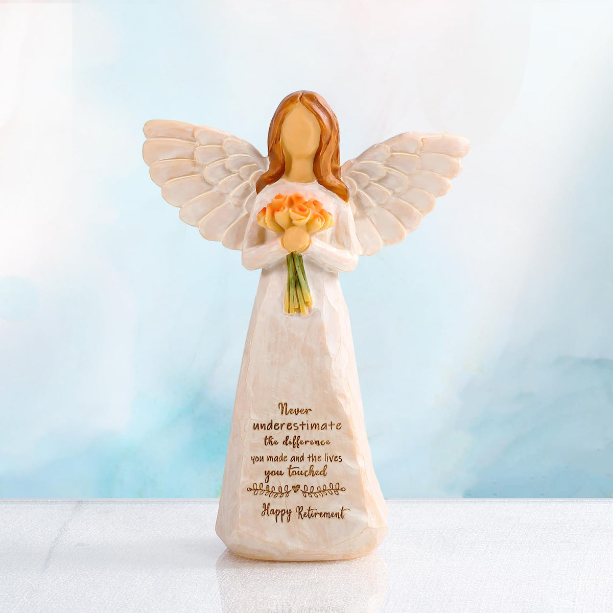 Kohehe retirement angel figurine shows hand-painted detail for a cherished keepsake.