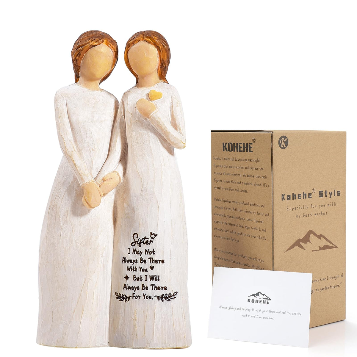 Kohehe sisters figurine front view, a heartfelt keepsake for special occasions