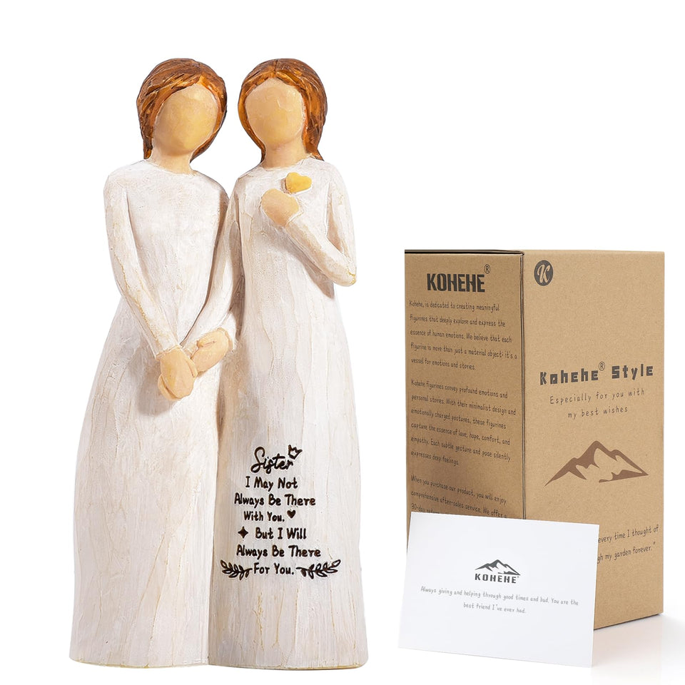 Kohehe sisters figurine front view, a heartfelt keepsake for special occasions