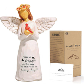Kohehe cardinal angel figurine highlights comforting symbolism for memorial gifts.