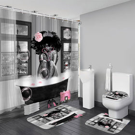 KOKGYM African American shower curtain with bubbles and Eiffel Tower art adds visual interest and style.