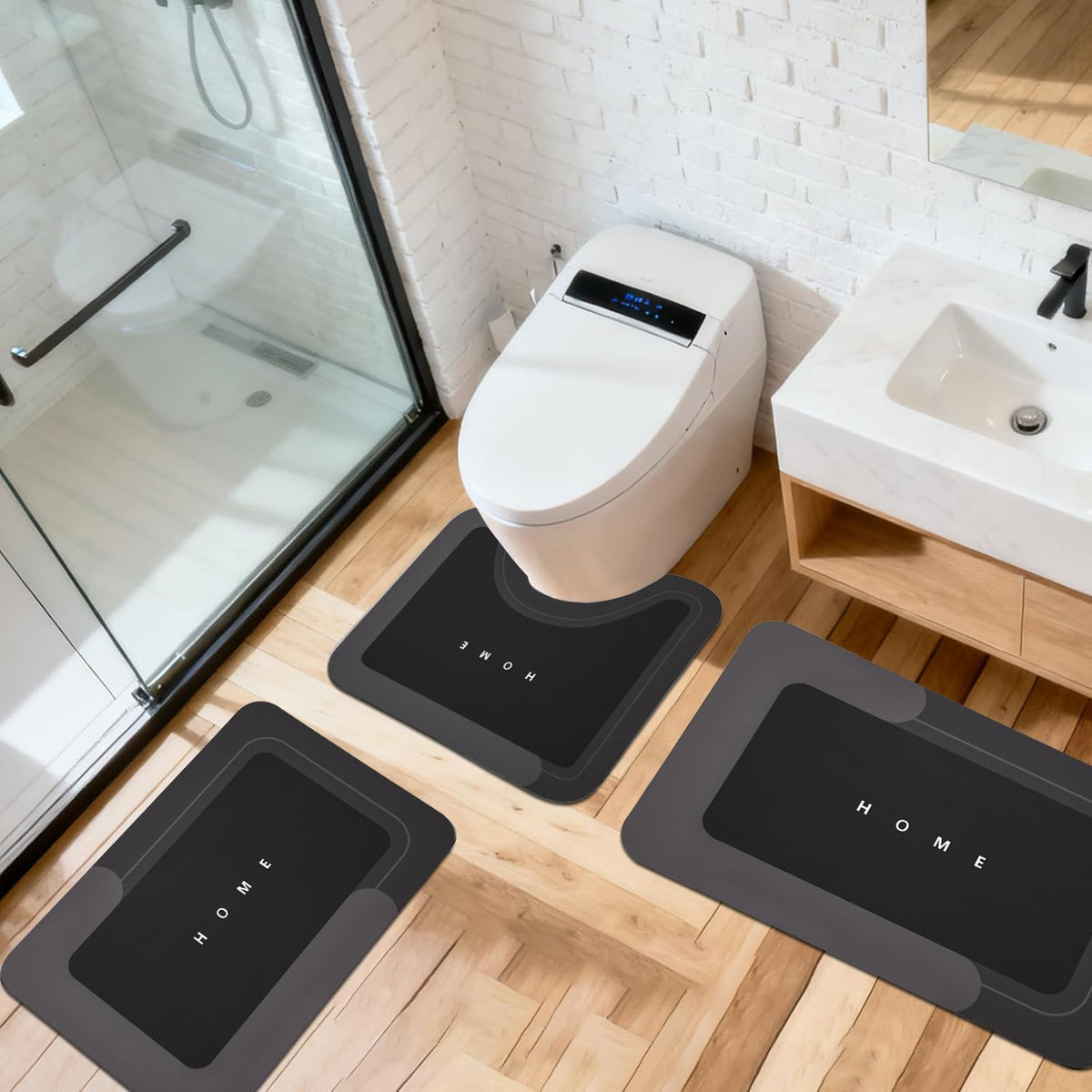 KOKGYM minimalist black design adds modern style to bathrooms.